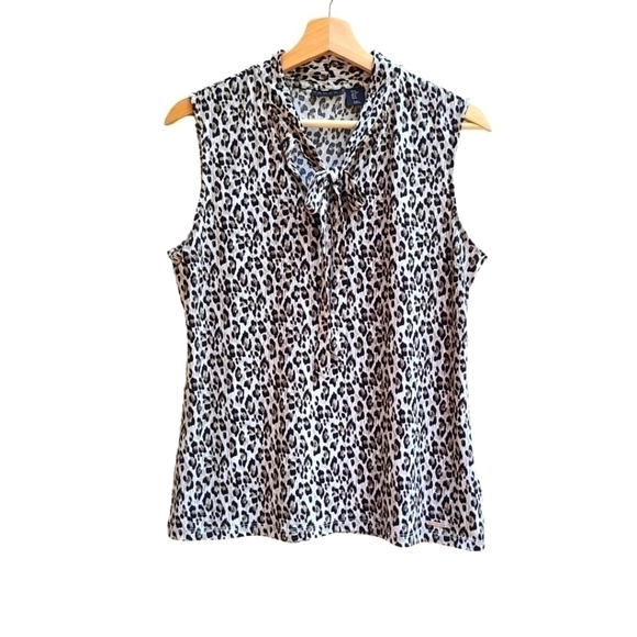 Tahari Tops - Tahari Sleeveless Animal Print Blouse with Neck Tie, Size Medium